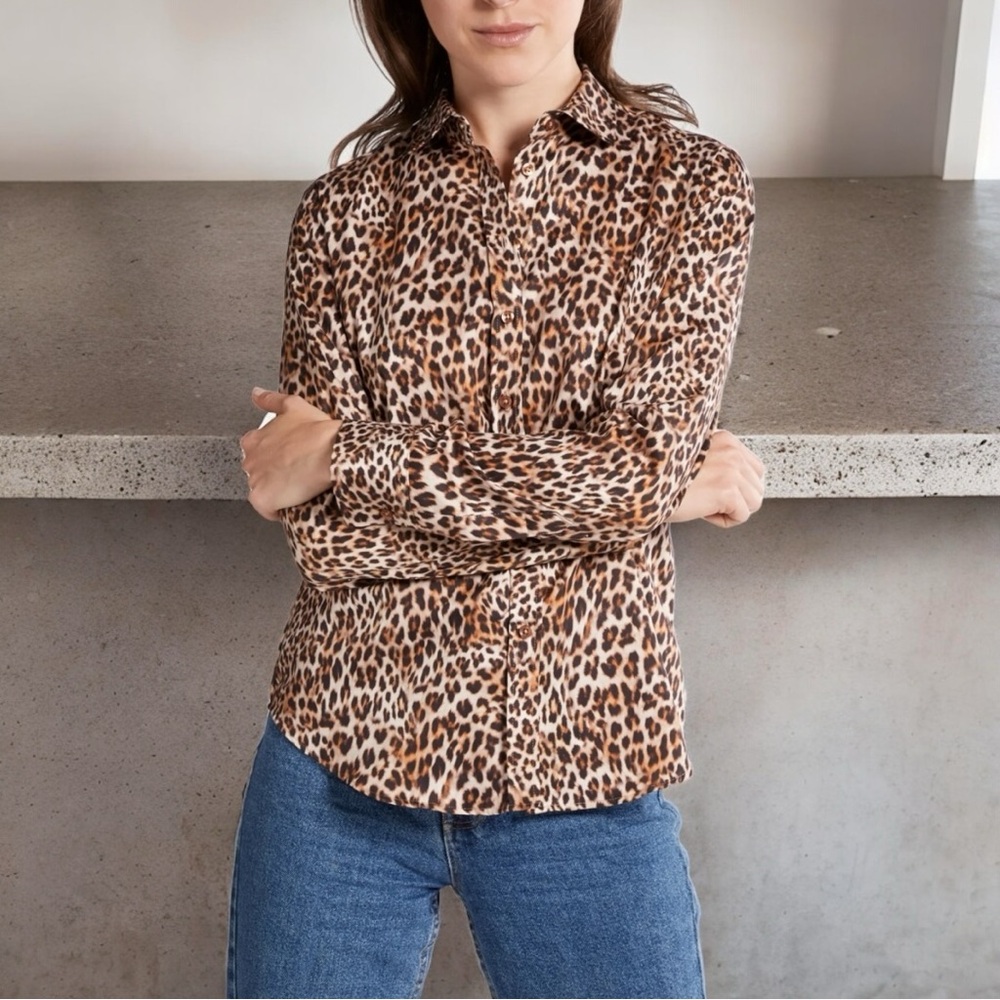 Eterna Leopard Print Cotton Blouse size 38